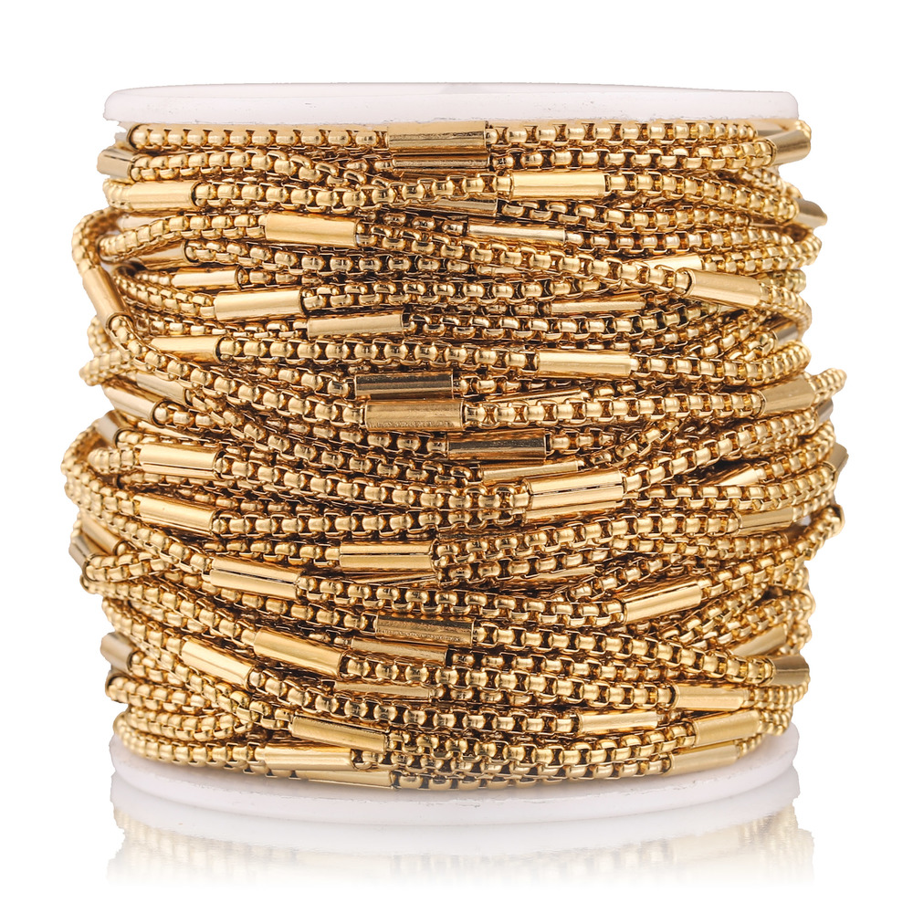 Beaded Anklet Chain - 2M Stainless Steel 2mm Gold Pinch