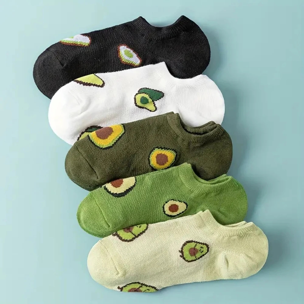 Women'S Ankle Accessories - Avocado Crew Ankle Socks Cartoon Fresh