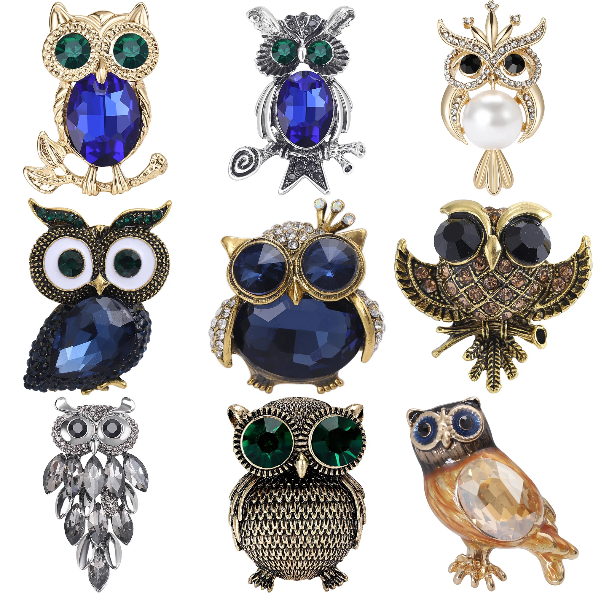 Women'S Accessories Categories - Rhinestone Owl Brooches for Women Unisex