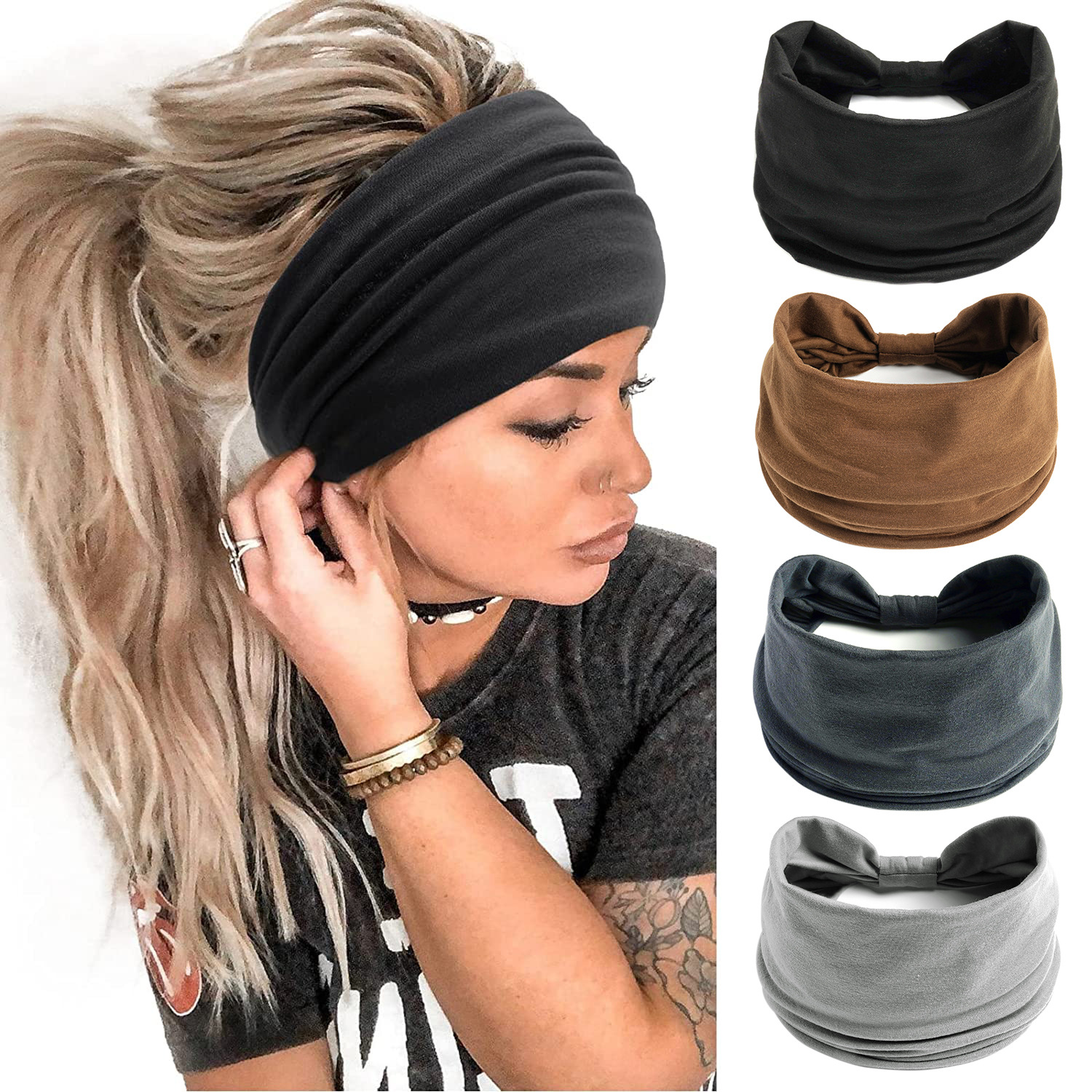 Women'S Yoga Accessories - Wide Headbands for Women Stylish Head