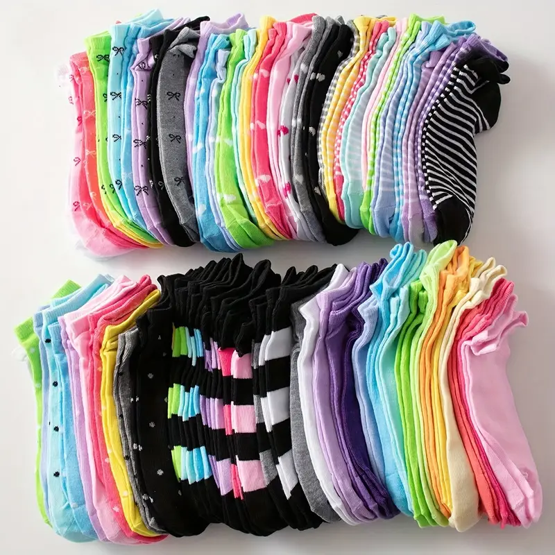 Women'S Ankle Accessories - 10/15/20/25/30/35Pairs Heart Print Socks, Valentine's Day