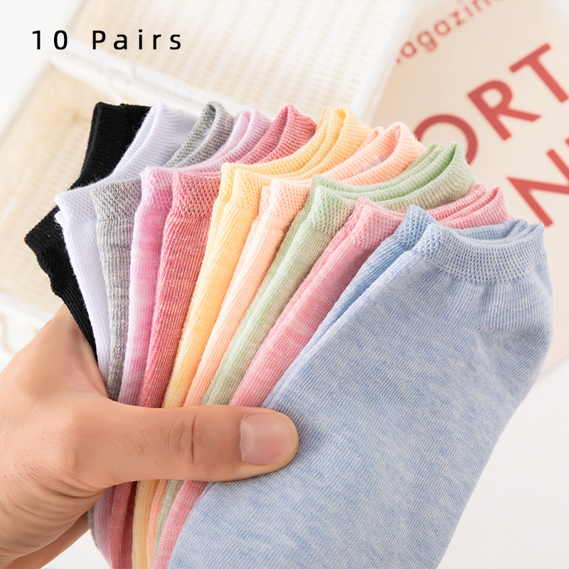 Women'S Ankle Accessories - 10 Pairs of Colored Cotton WOMEN'S