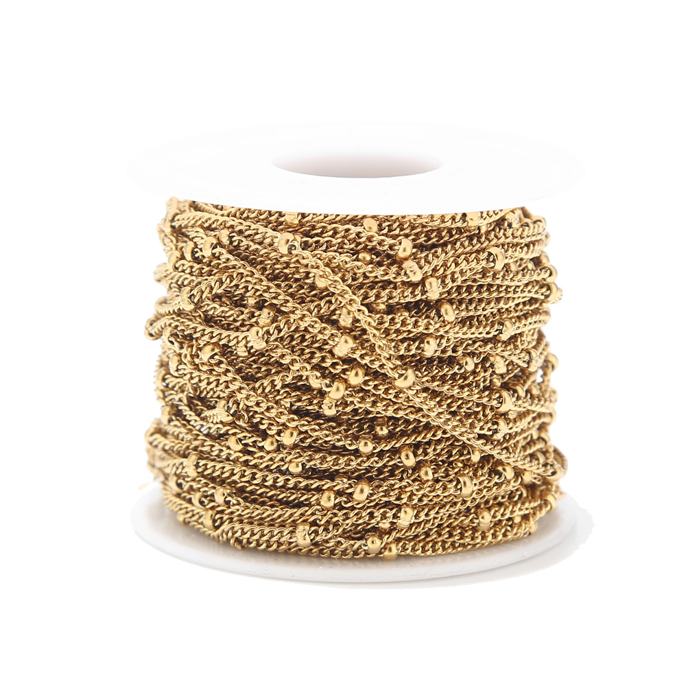 2 Meters Stainless Steel Gold  - Beaded Anklet Chain review and price