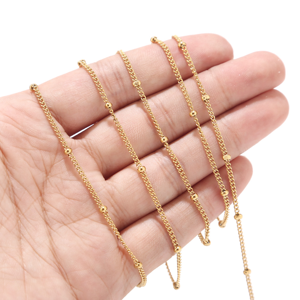 2 Meters Stainless Steel Gold  - Beaded Anklet Chain review and price