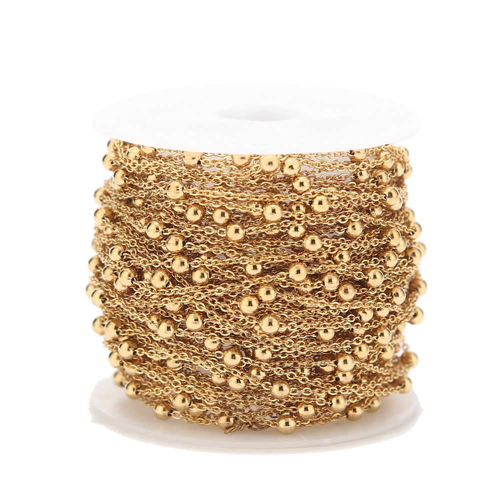 2 Meters Stainless Steel Gold  - Beaded Anklet Chain review and price