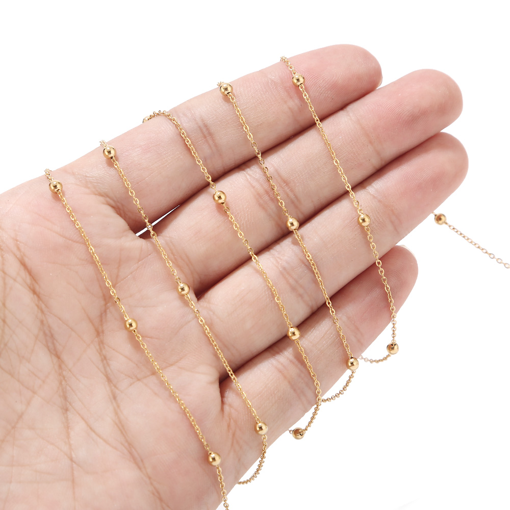 2 Meters Stainless Steel Gold  - Beaded Anklet Chain review and price