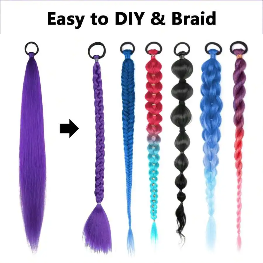 24Inch Purple Ponytail Hair Ex - Hair Band Elastic review and price