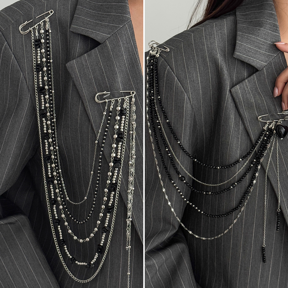Punk Hip Hop Long Crystal Broo - Women Accessories Chain review and price