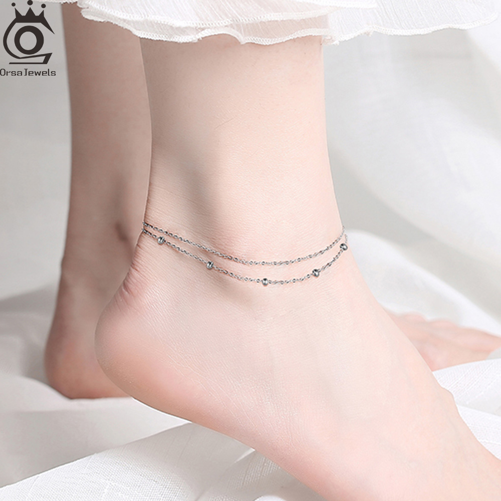 ORSA JEWELS Fashion 925 Sterli - Beaded Anklet Chain review and price