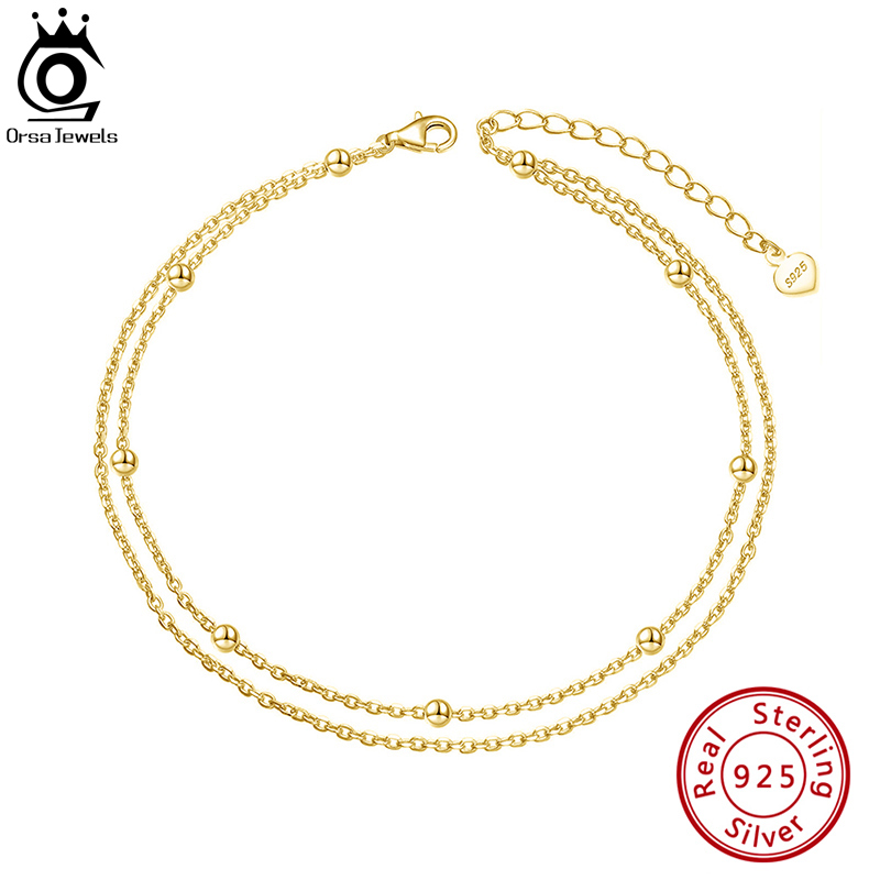 ORSA JEWELS Fashion 925 Sterli - Beaded Anklet Chain review and price