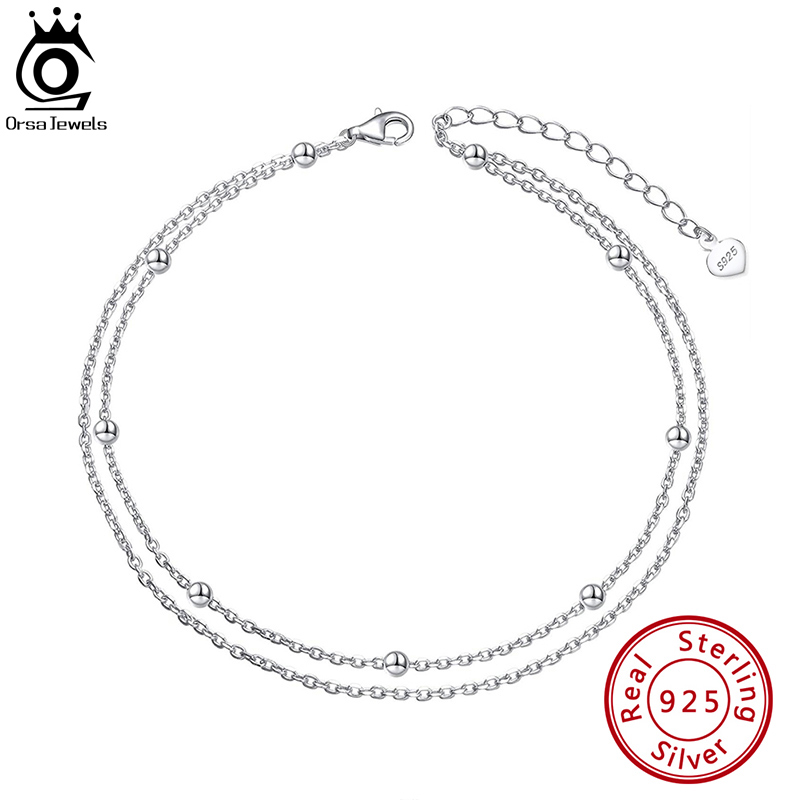 ORSA JEWELS Fashion 925 Sterli - Beaded Anklet Chain review and price