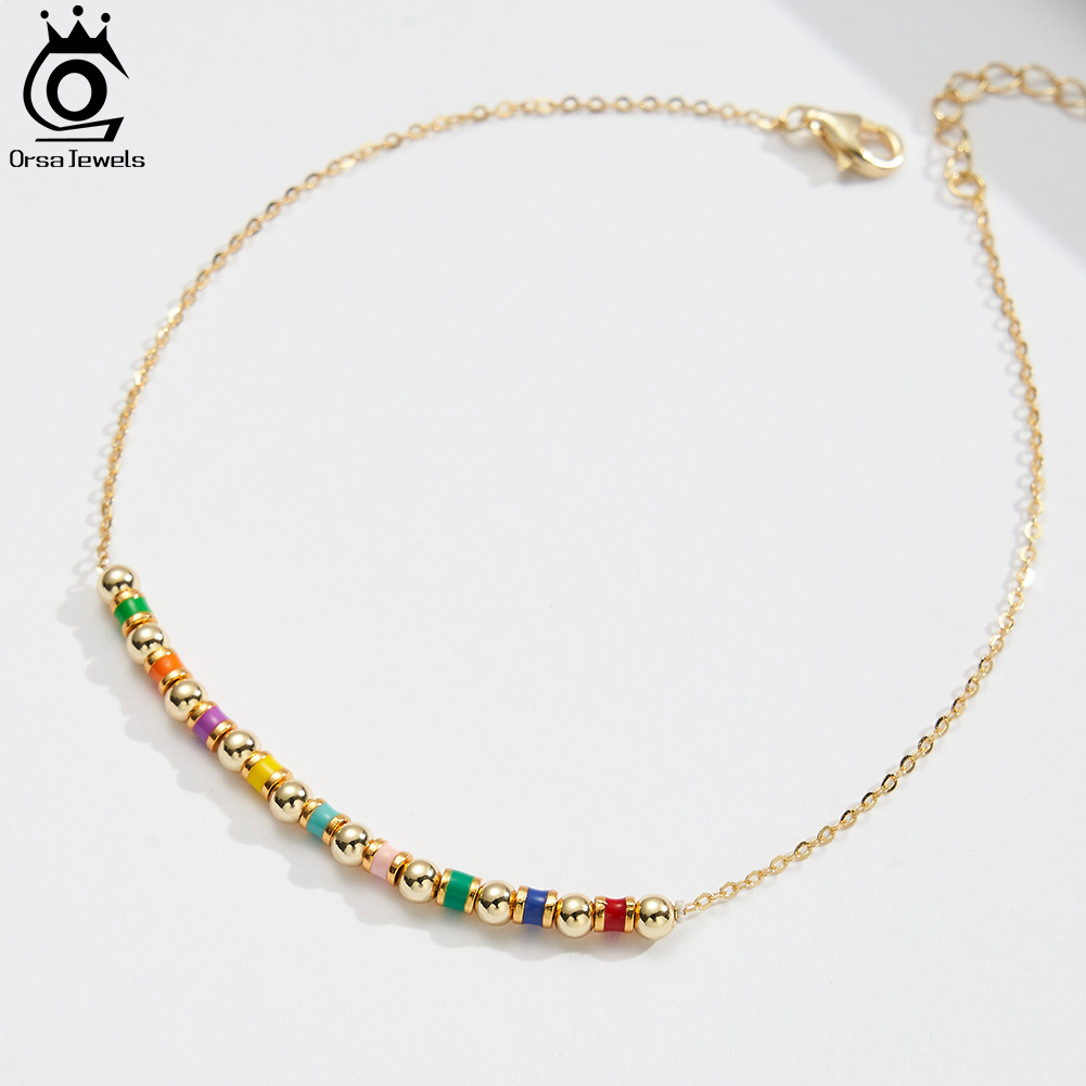 ORSA JEWELS 925 Sterling Silve - Beaded Anklet Chain review and price