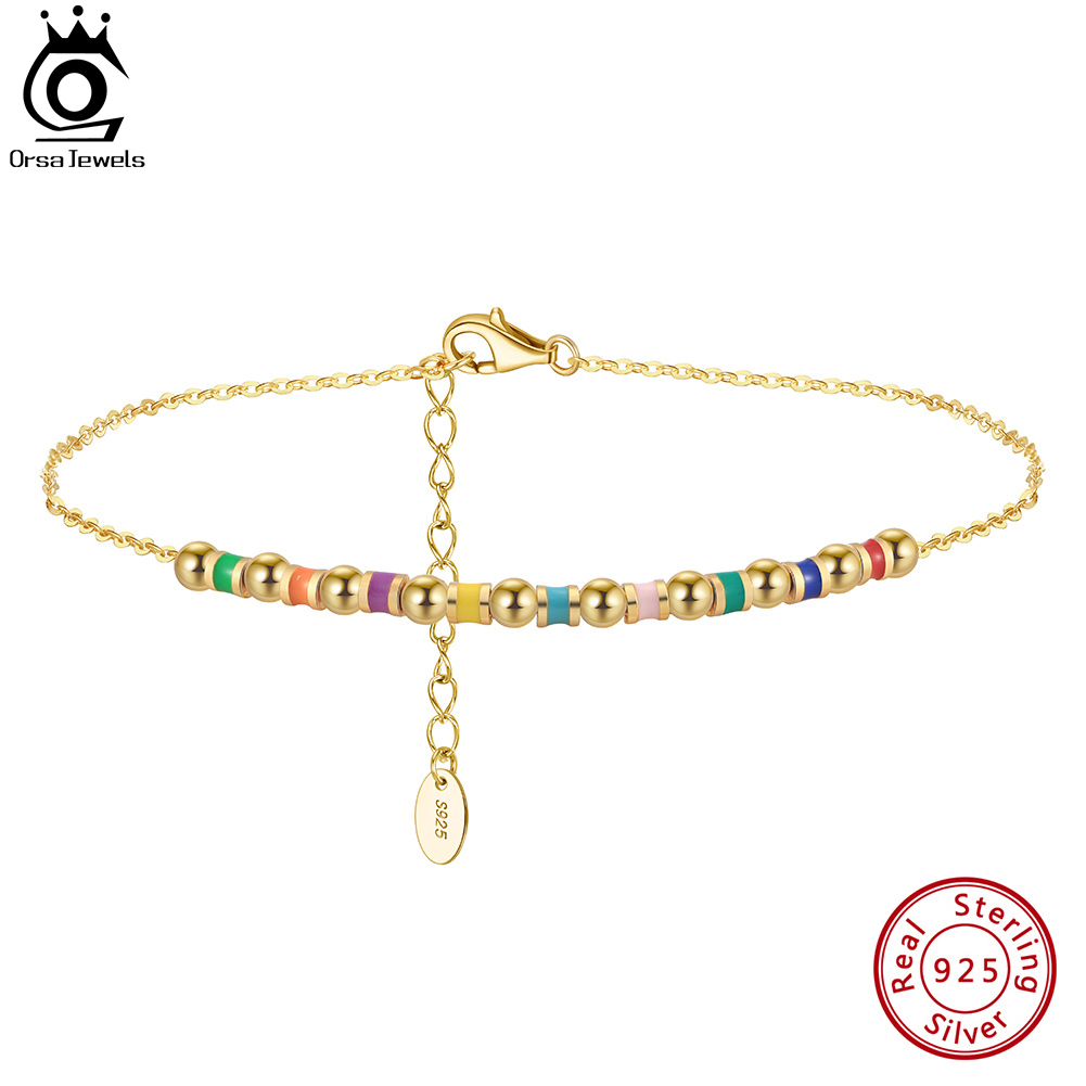 ORSA JEWELS 925 Sterling Silve - Beaded Anklet Chain review and price