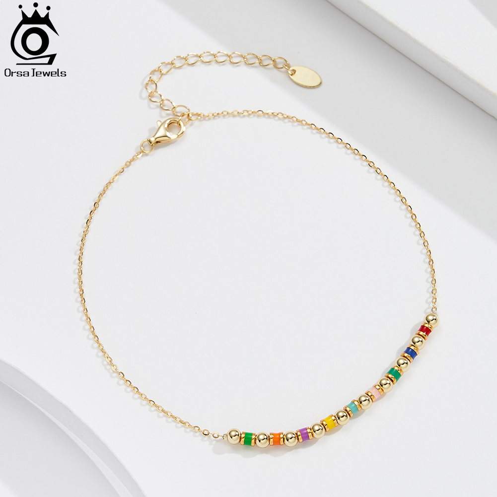 ORSA JEWELS 925 Sterling Silve - Beaded Anklet Chain review and price