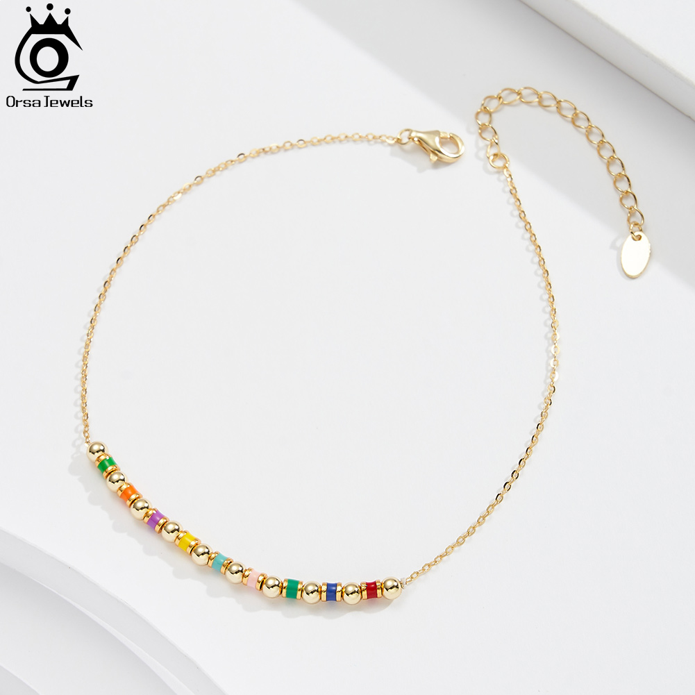 ORSA JEWELS 925 Sterling Silve - Beaded Anklet Chain review and price