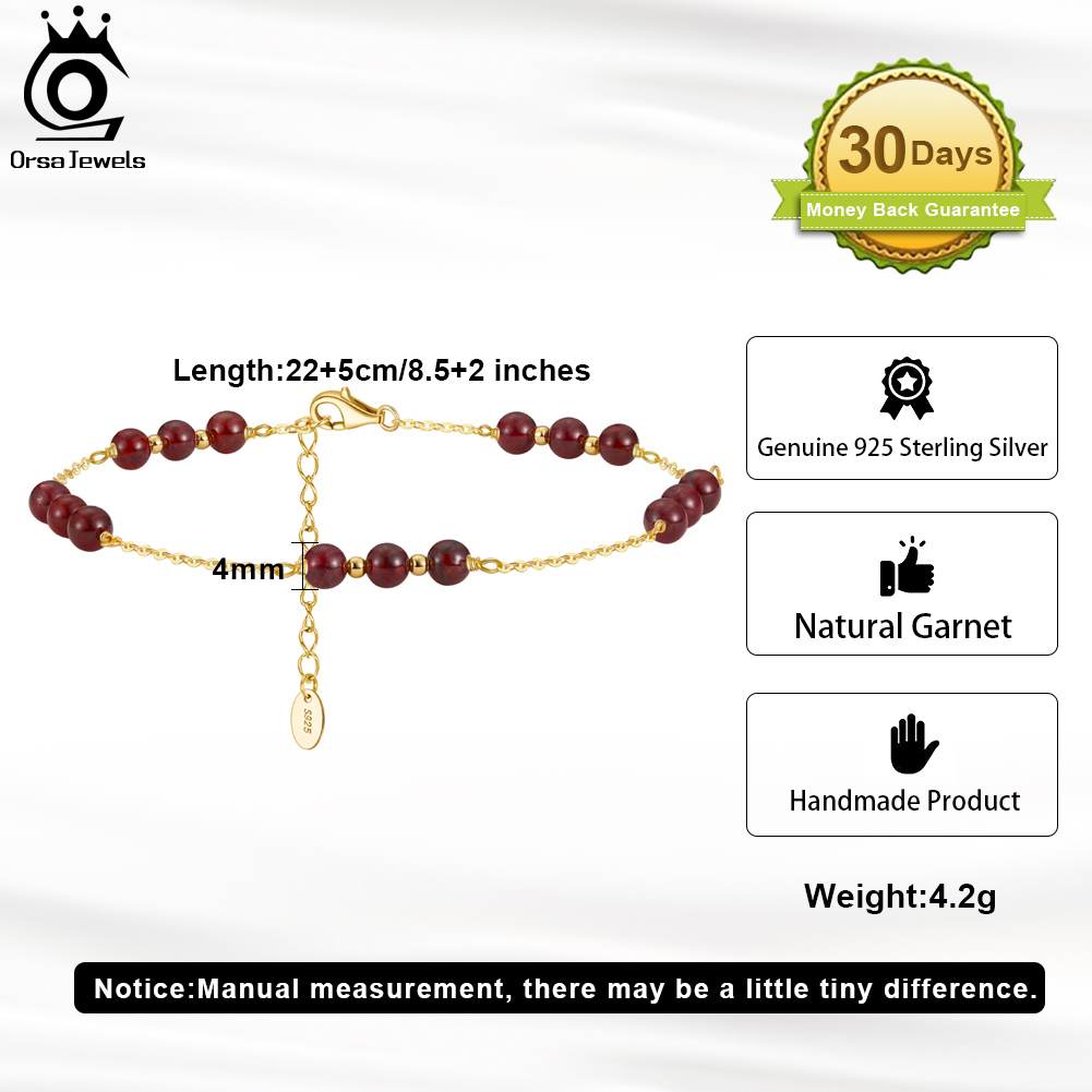 ORSA JEWELS 14K Gold Genuine 4 - Beaded Anklet Chain review and price