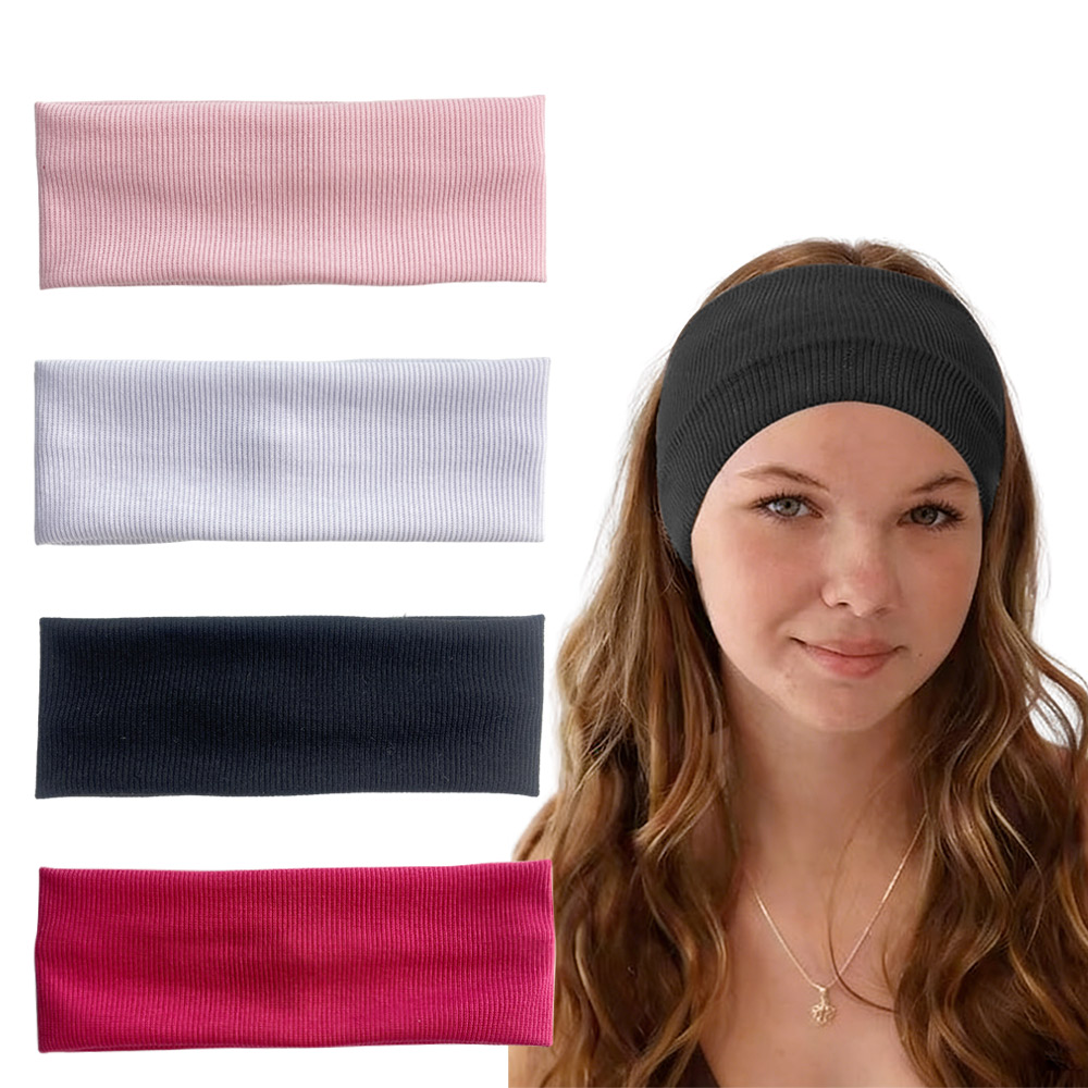 4pcs Wide ribbed elastic headb - Women'S Yoga Accessories review and price