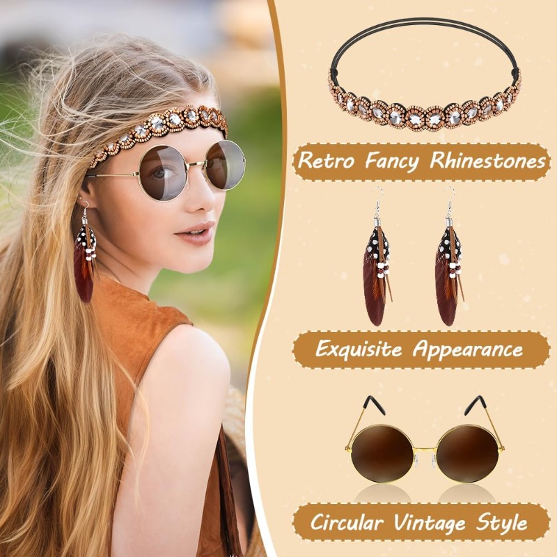 5 Pcs Hippie Costume Accessori - Women'S Accessories In The 70S review and price