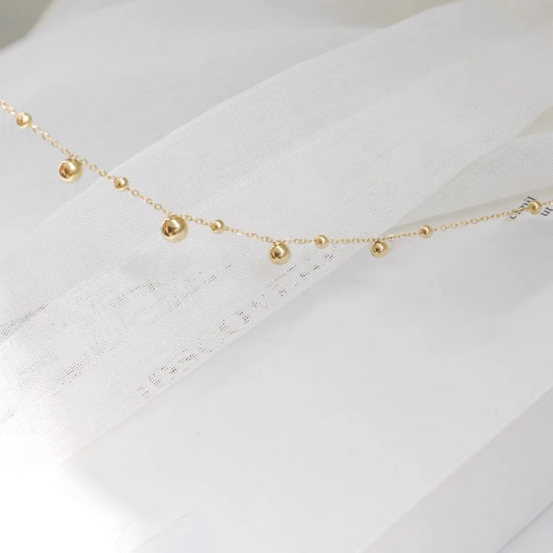 18k gold ball round bead ankle - Beaded Anklet Chain review and price
