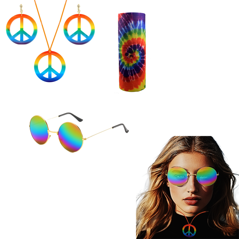 PESENAR Hippie Costume Set Gla - Women'S Accessories In The 70S review and price
