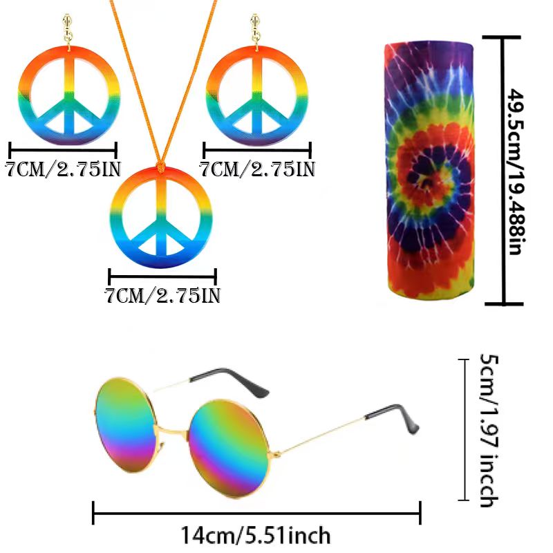 PESENAR Hippie Costume Set Gla - Women'S Accessories In The 70S review and price