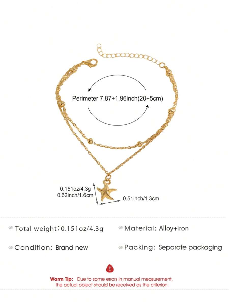 Gold Double-Chain Seahorse Ank - Beaded Anklet Chain review and price