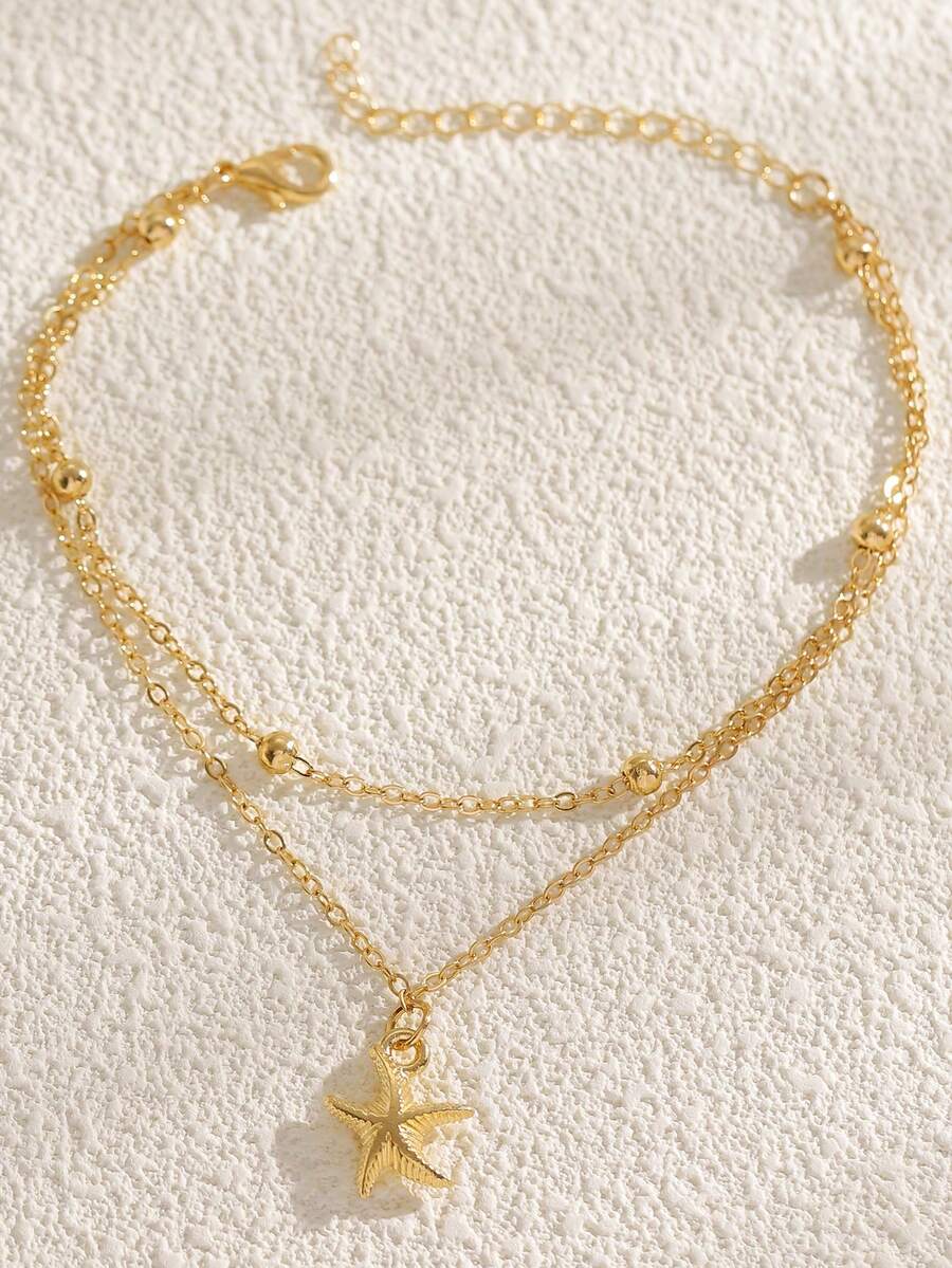 Gold Double-Chain Seahorse Ank - Beaded Anklet Chain review and price