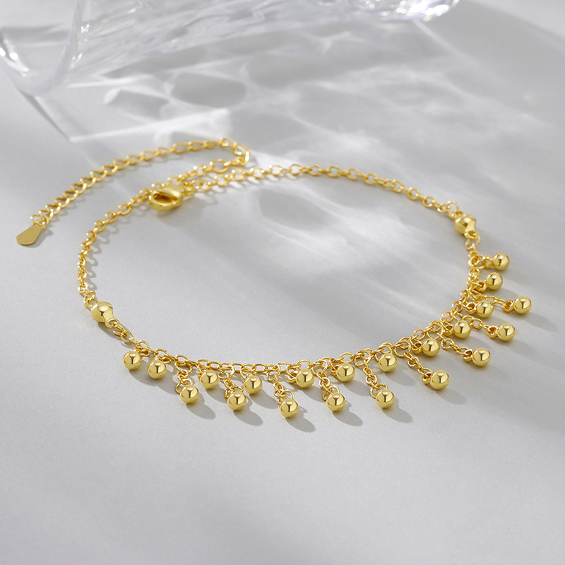 925 Sterling Silver Round Bead - Beaded Anklet Chain review and price