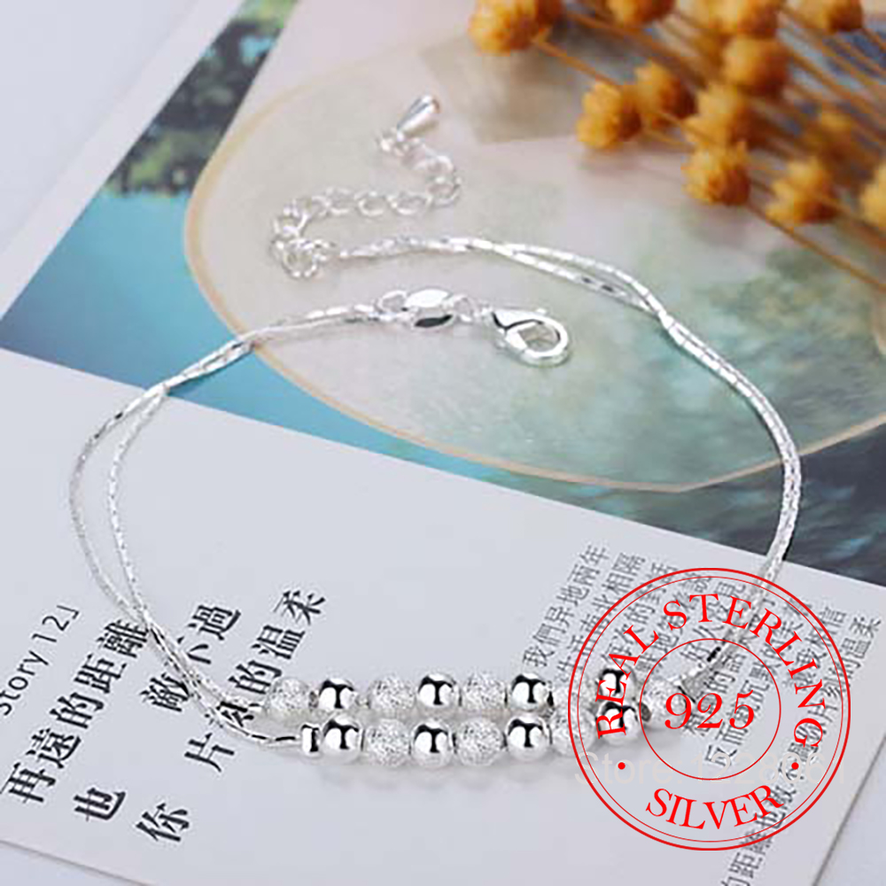 925 Silver Double Layer Beaded - Beaded Anklet Chain review and price