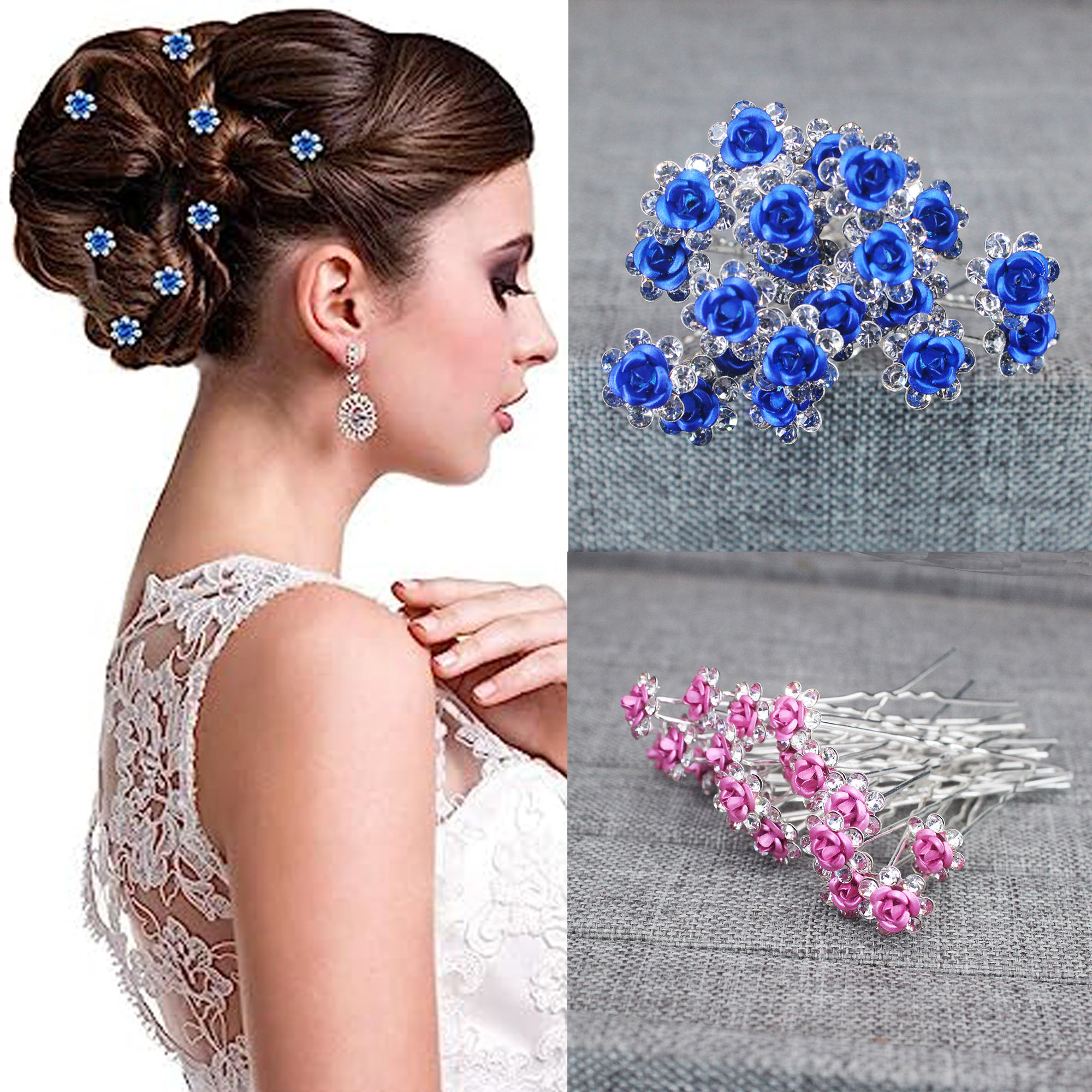 20PCS Rose Flower Rhinestone H - Young Women'S Accessories review and price