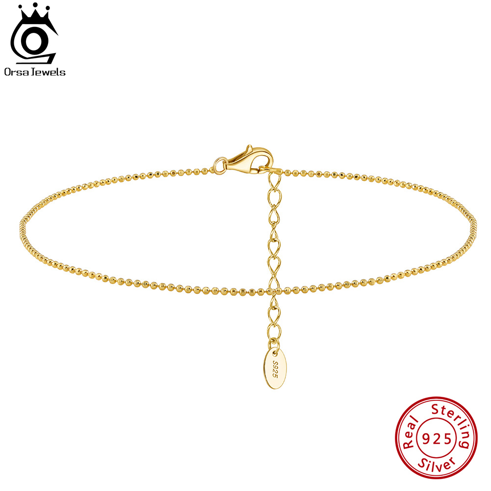 ORSA JEWELS 925 Sterling Silve - Beaded Anklet Chain review and price