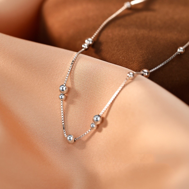 925 Sterling Silver Geometric  - Beaded Anklet Chain review and price